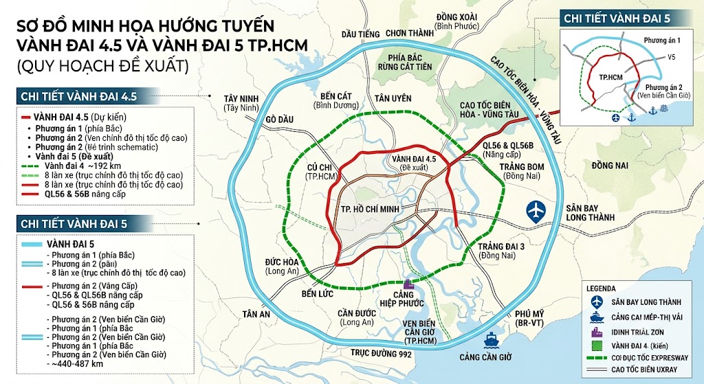 TP.HCM đề xuất thêm Vành đai 4,5 và Vành đai 5, mở rộng kết nối liên vùng